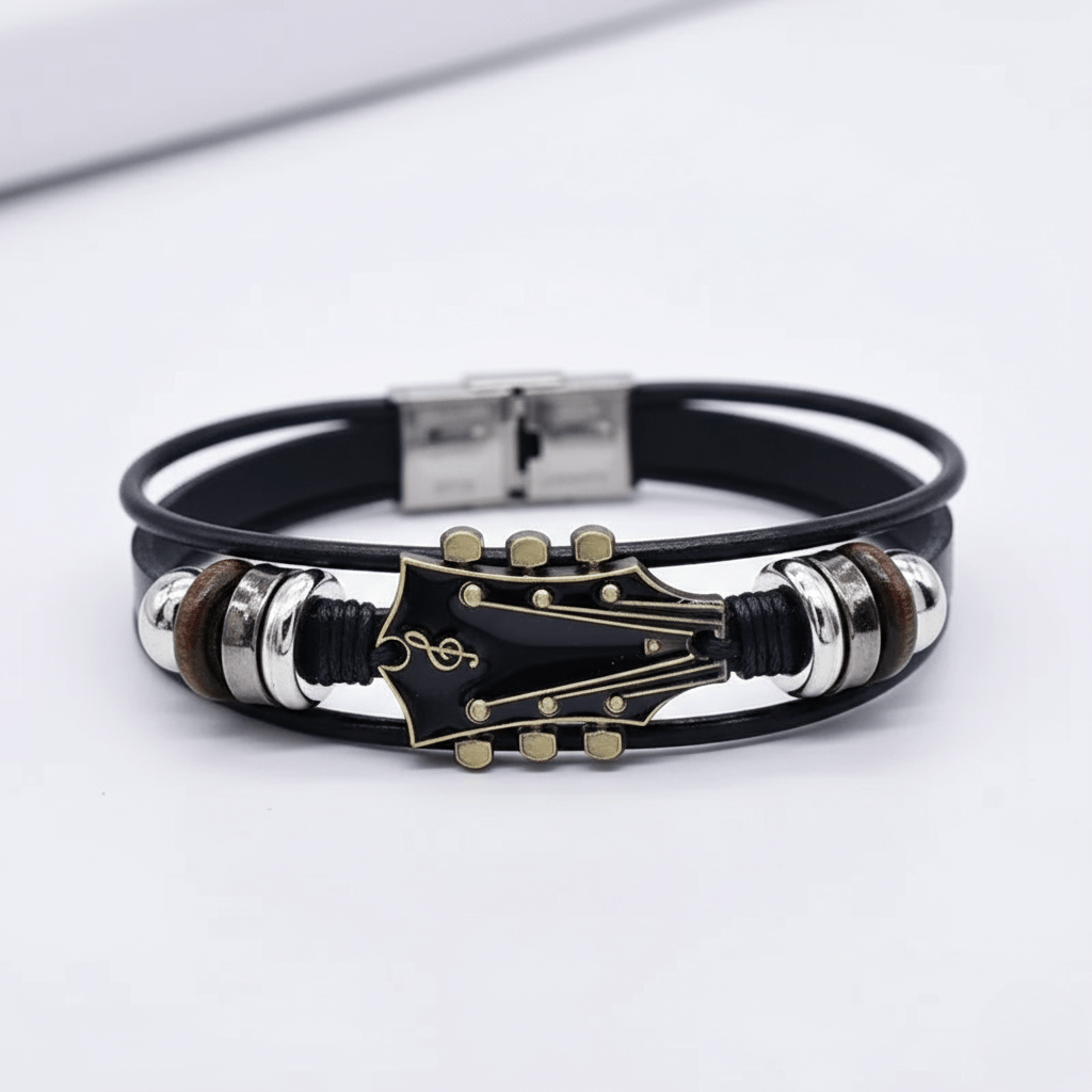 MelodyForge Guitar-Inspired Leather Bracelet — All-Day Comfort, Everyday Wearability