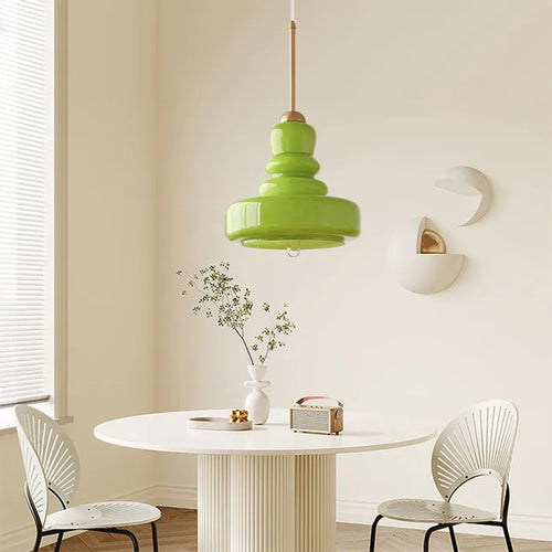 Lustre suspendu Bauhaus en verre en forme de gourde