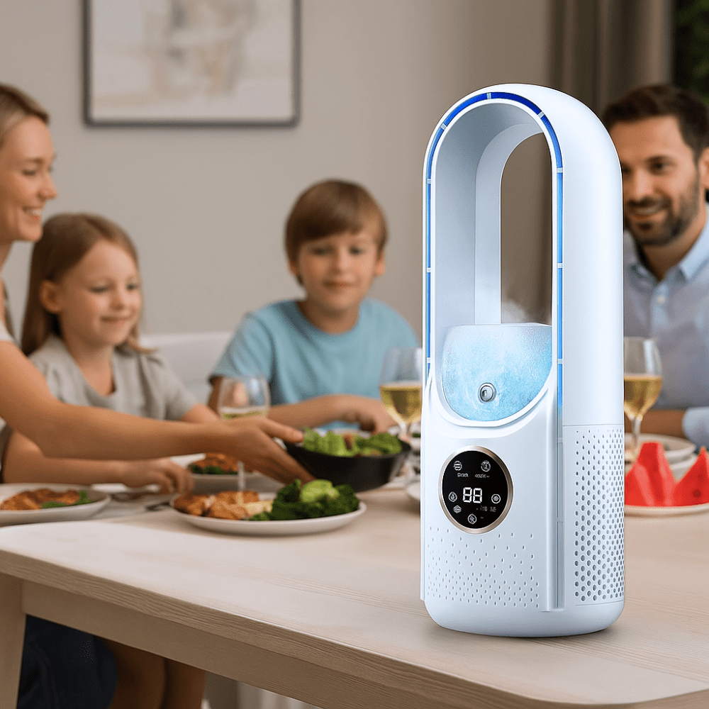 Rafraîchisseur d’air sans pales alimenté par USB — unité de refroidissement portable avec réservoir d’eau intégré de 100 ml
