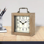 Rustic Wooden Shelf Clock with Glass Cover for Home Decor - Euroselle