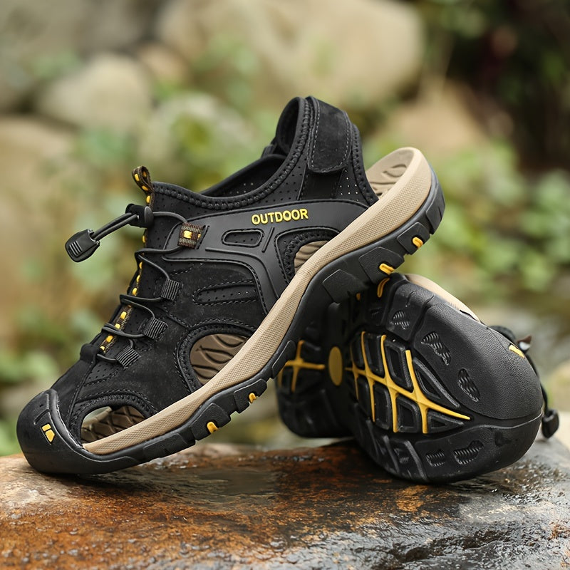 Men's Closed-Toe Sport Sandals — Breathable Rubber Sole, Elastic Strap