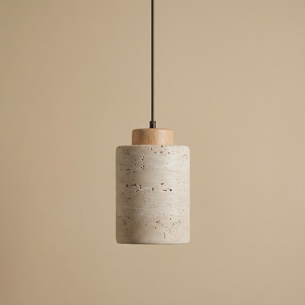Texturerad taklampa i sten — naturlig ådring, modern minimalistisk stil