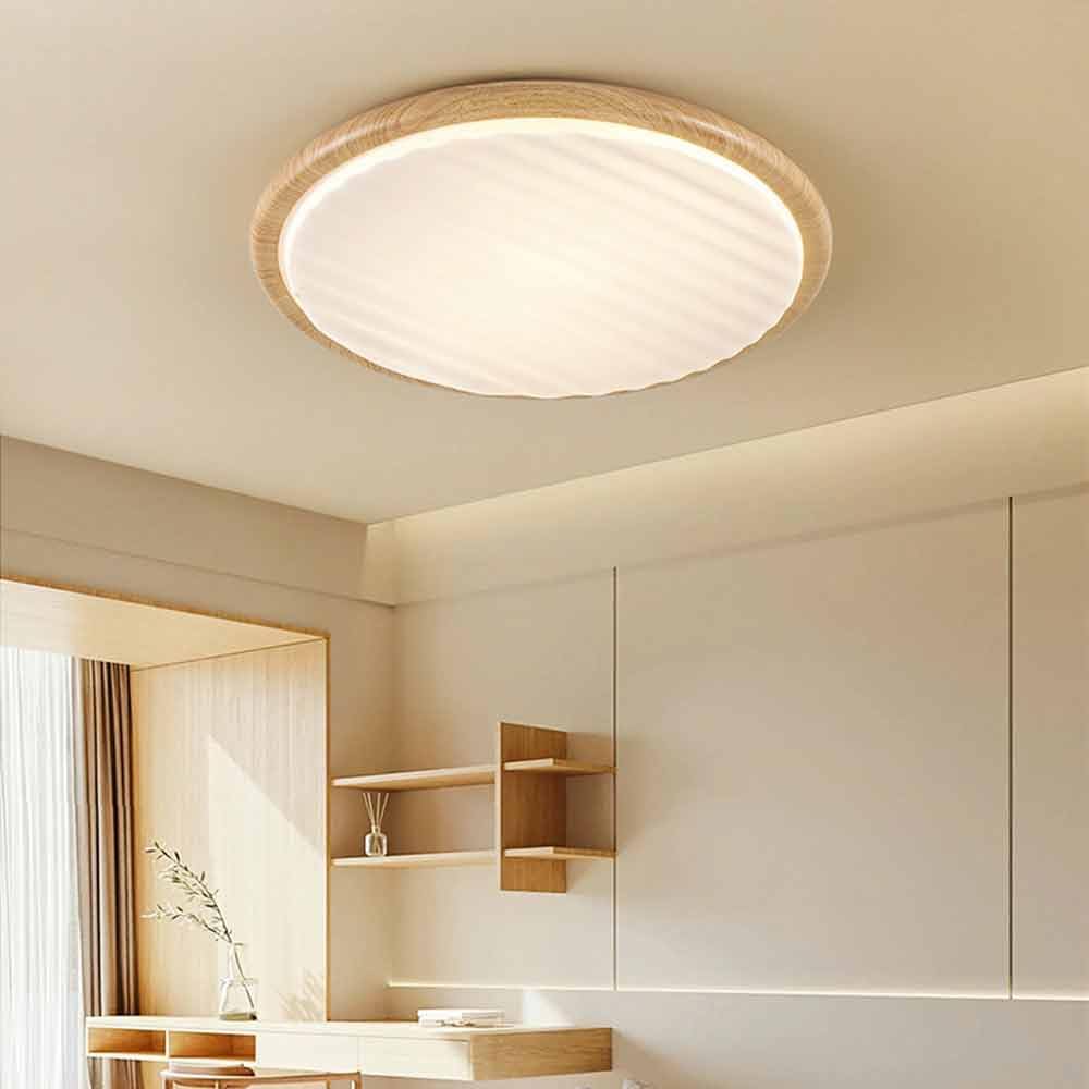 LuminOak | Runde Holz-LED-Deckenleuchte für Schlafzimmer