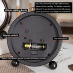 European Vintage Metal Bedside Alarm Clock Silent Analog Large Display - Euroselle