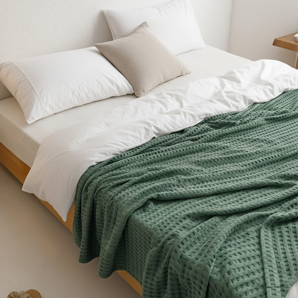 Waffle Weave Cotton Quilt Blanket - Euroselle