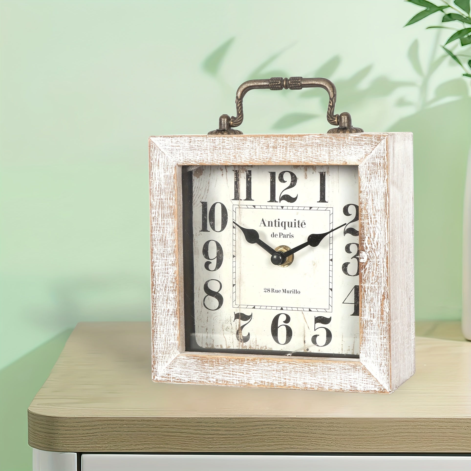 Rustic Wooden Shelf Clock with Glass Cover for Home Decor - Euroselle