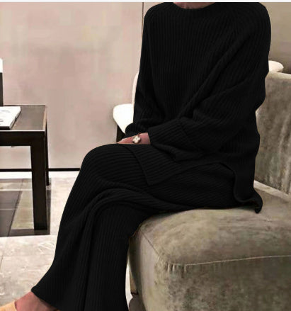 Pantalon large tricoté deux pièces pour femme