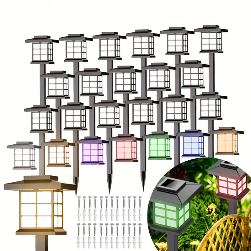 24PCS Multi-Color Solar Outdoor Lawn Lights Waterproof Garden Pathway Decor - Euroselle