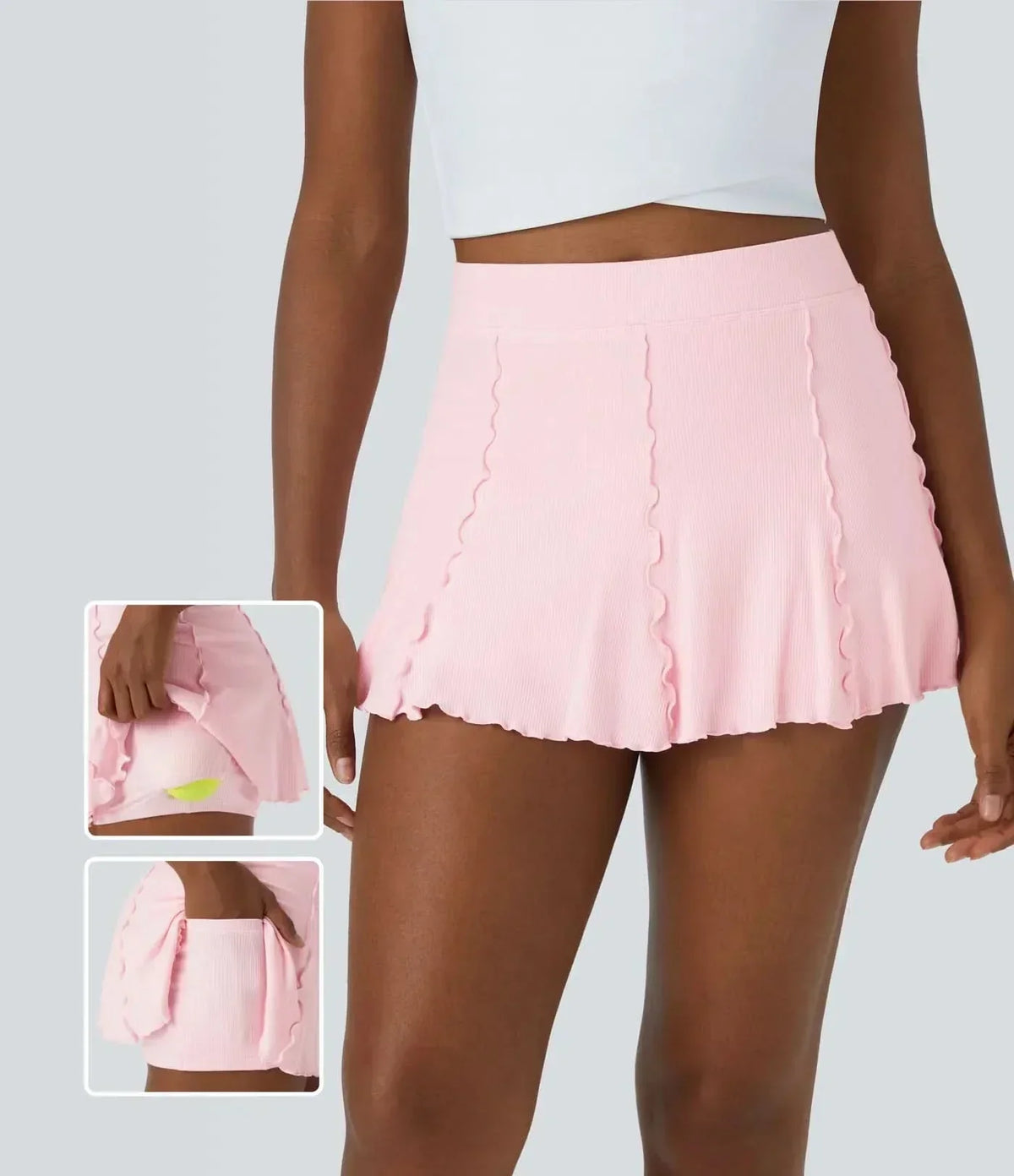 FlexWeave 2-i-1-tenniskjol — Inbyggda shorts och volangkant