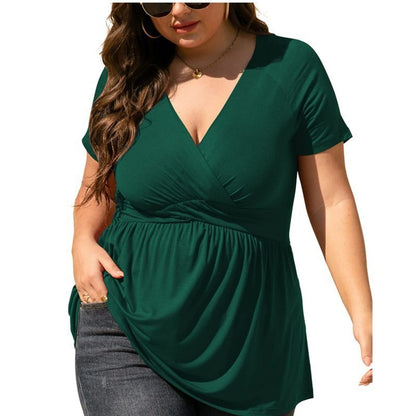 T-shirt col V grande taille pour femme