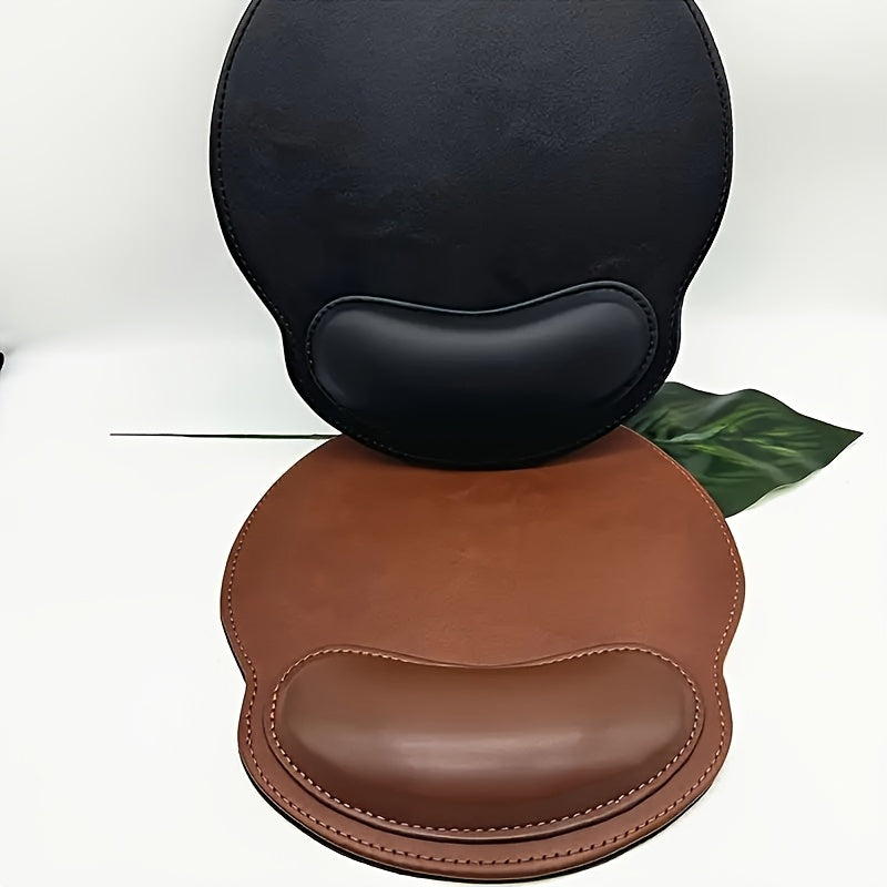 Non-Slip Ergonomic Faux Leather Mouse Pad Brown - Euroselle