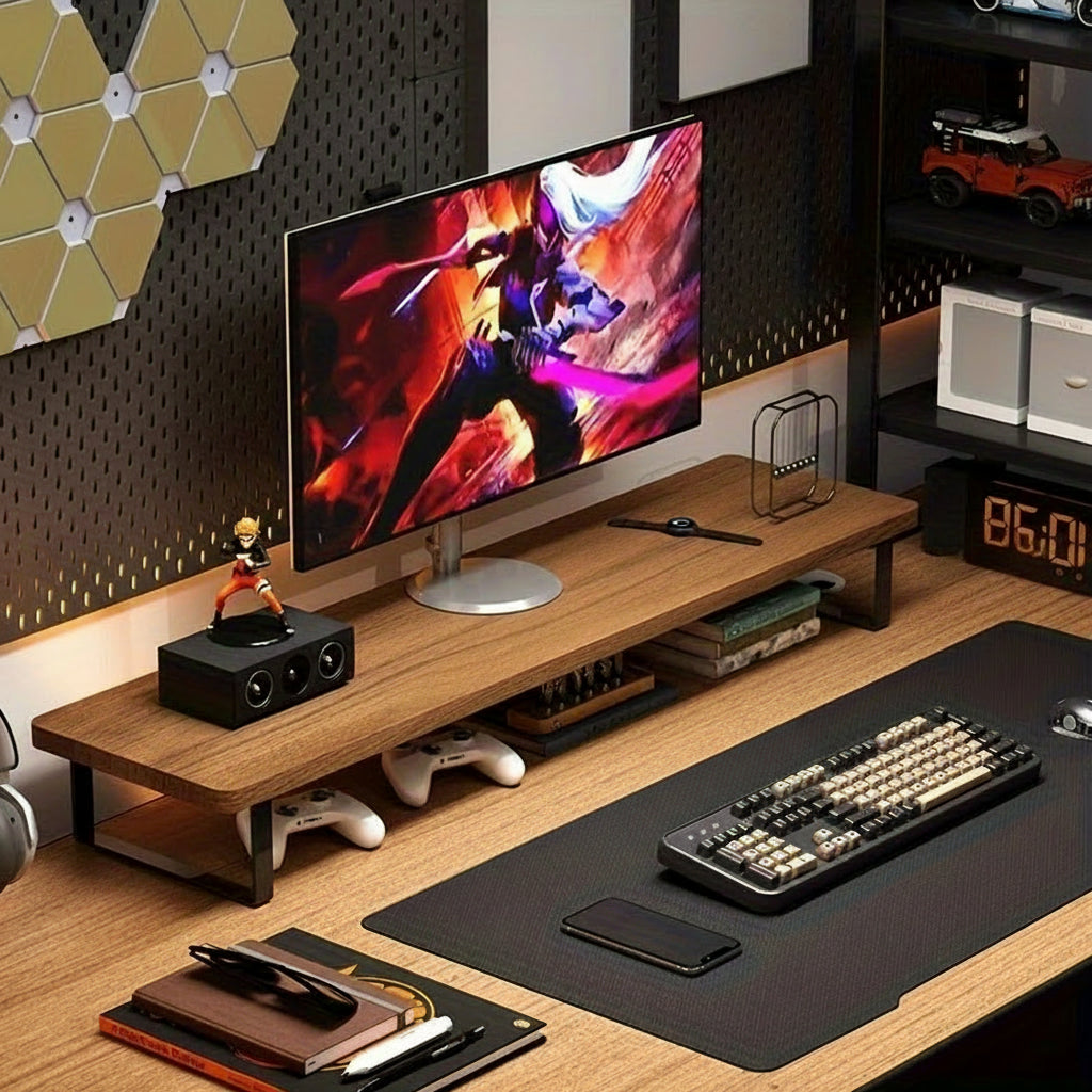 Supporto per monitor da scrivania in acciaio al carbonio con organizer - Euroselle