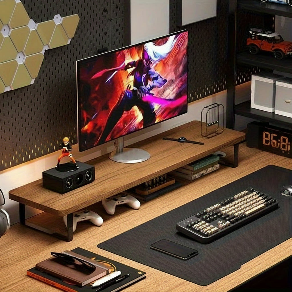 Supporto per monitor da scrivania in acciaio al carbonio con organizer - Euroselle