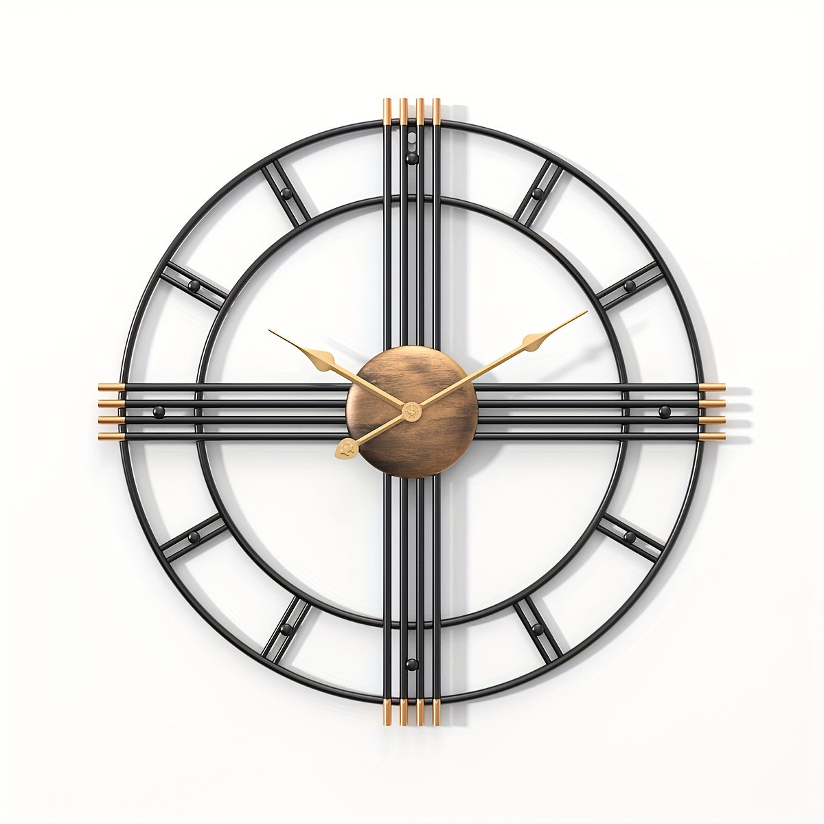 Modern Minimalist Cross Wall Clock with Structured Geometric Frame and Silent Motion - Euroselle