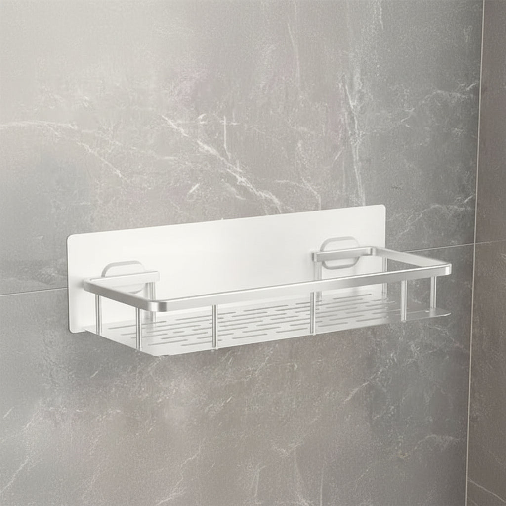 ABS Wall-Mounted Corner Bathroom Caddy — No-Drill Adhesive Rack