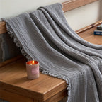 Lightweight 4-Layer Cotton Gauze Blanket with Elegant Fringe - Euroselle