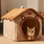 Maison pour chat fermée et chaude avec lit en peluche pour le confort hivernal - Euroselle