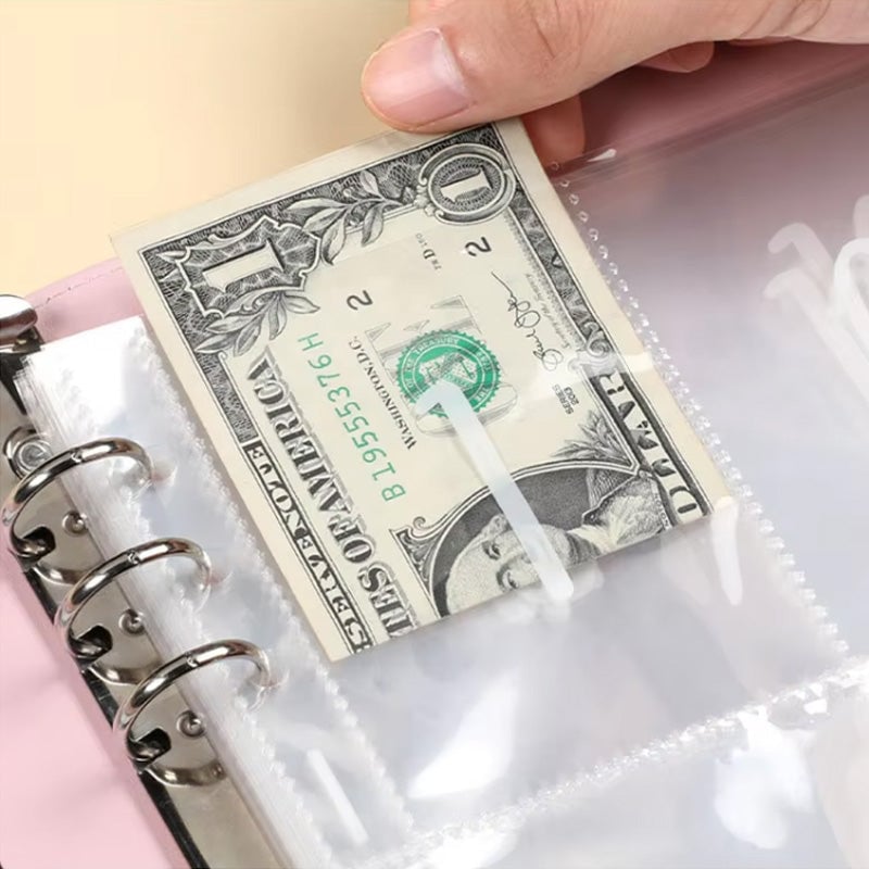 Carpeta ahorradora de dinero con 100 sobres — organizador de presupuesto de cuero PU