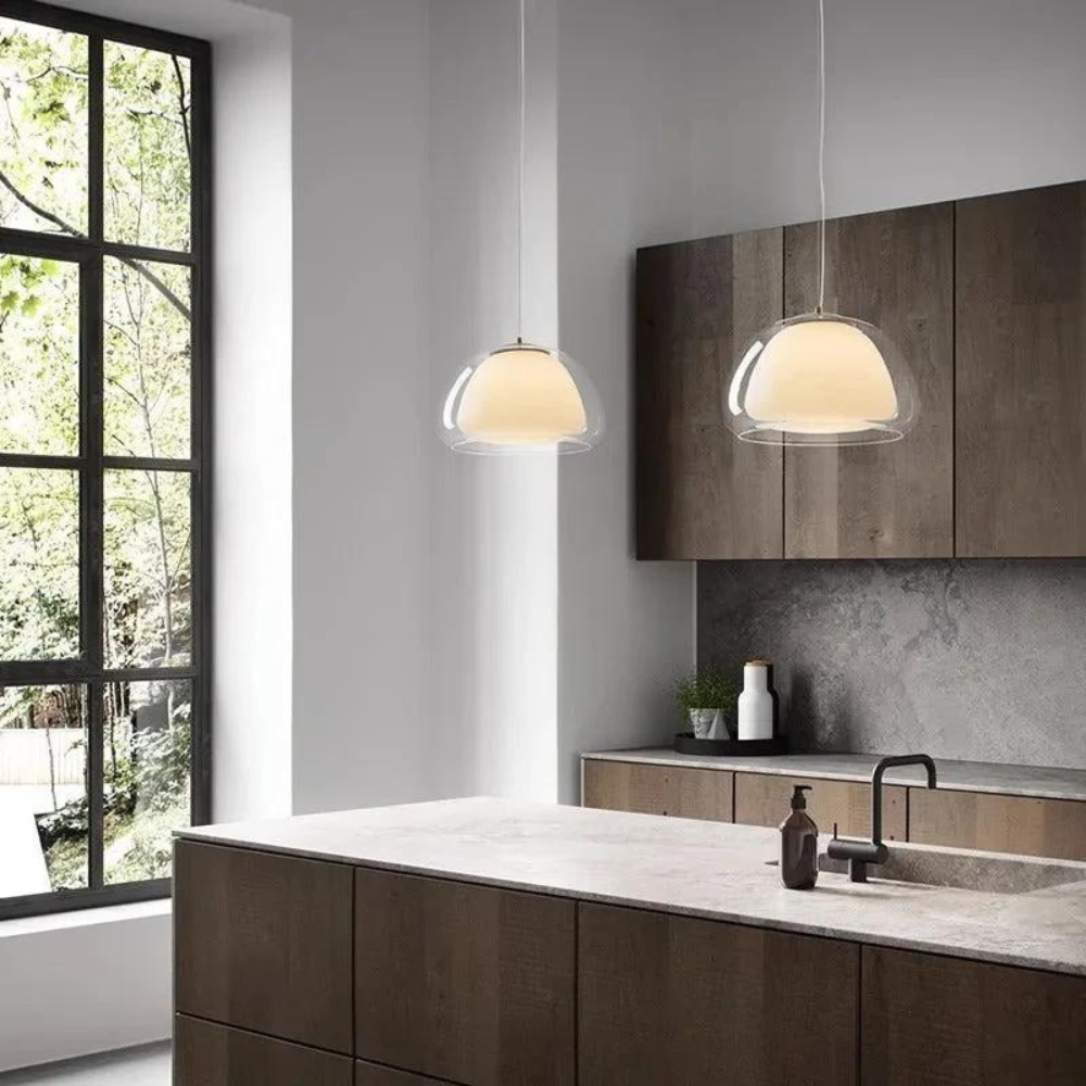 Lunara | Double Glass Dome Pendant Light With Soft Glow