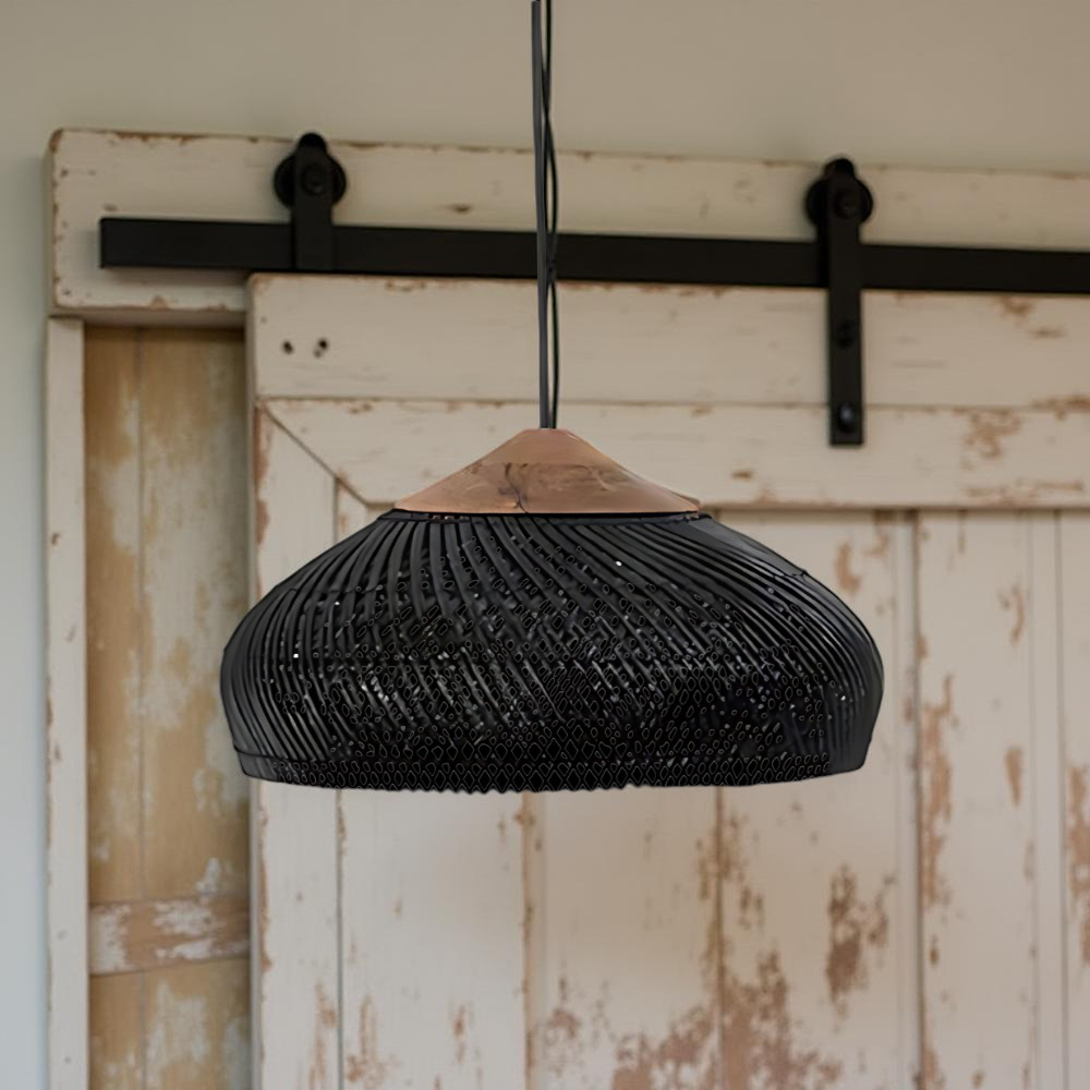 Gewebte Bambus-Hängelampe, 24 Inch, natürlicher Schirm, verstellbares Kabel, E26-Fassung, Boho-Deckenleuchte im Landhausstil für Esszimmer, Kücheninsel Li