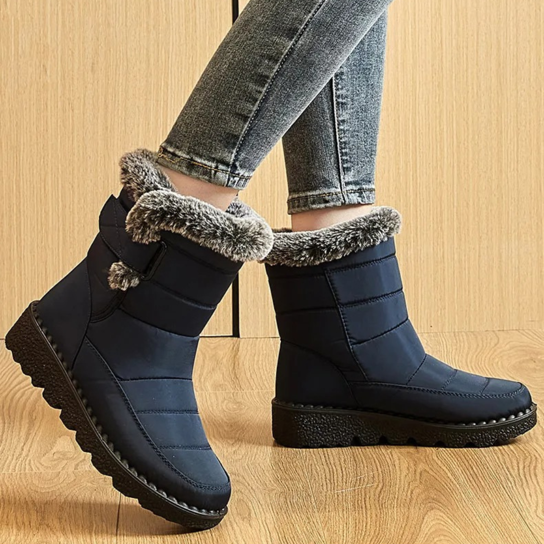 Damskie wodoodporne buty zimowe - ocieplana miękka podszewka, antypoślizgowa podeszwa