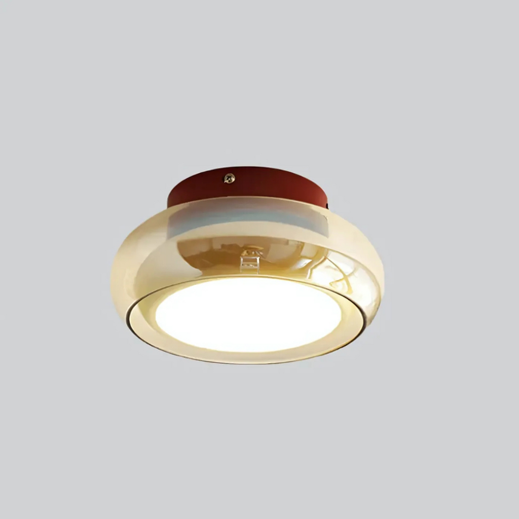 12-Inch 24W LED 吸顶灯，琥珀色玻璃，暖白光