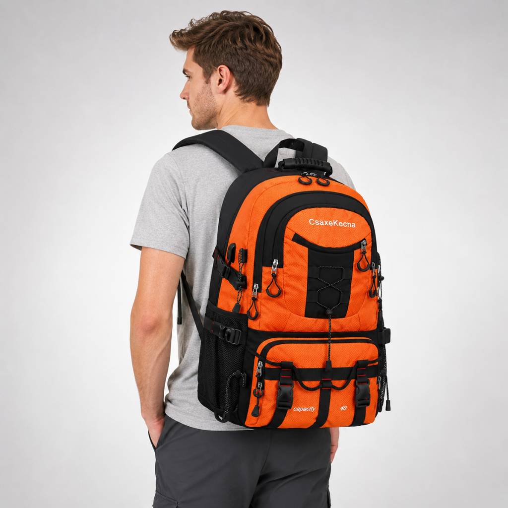 Sac à dos de randonnée de 40L résistant à l’eau — Port USB, compartiment pour ordinateur portable