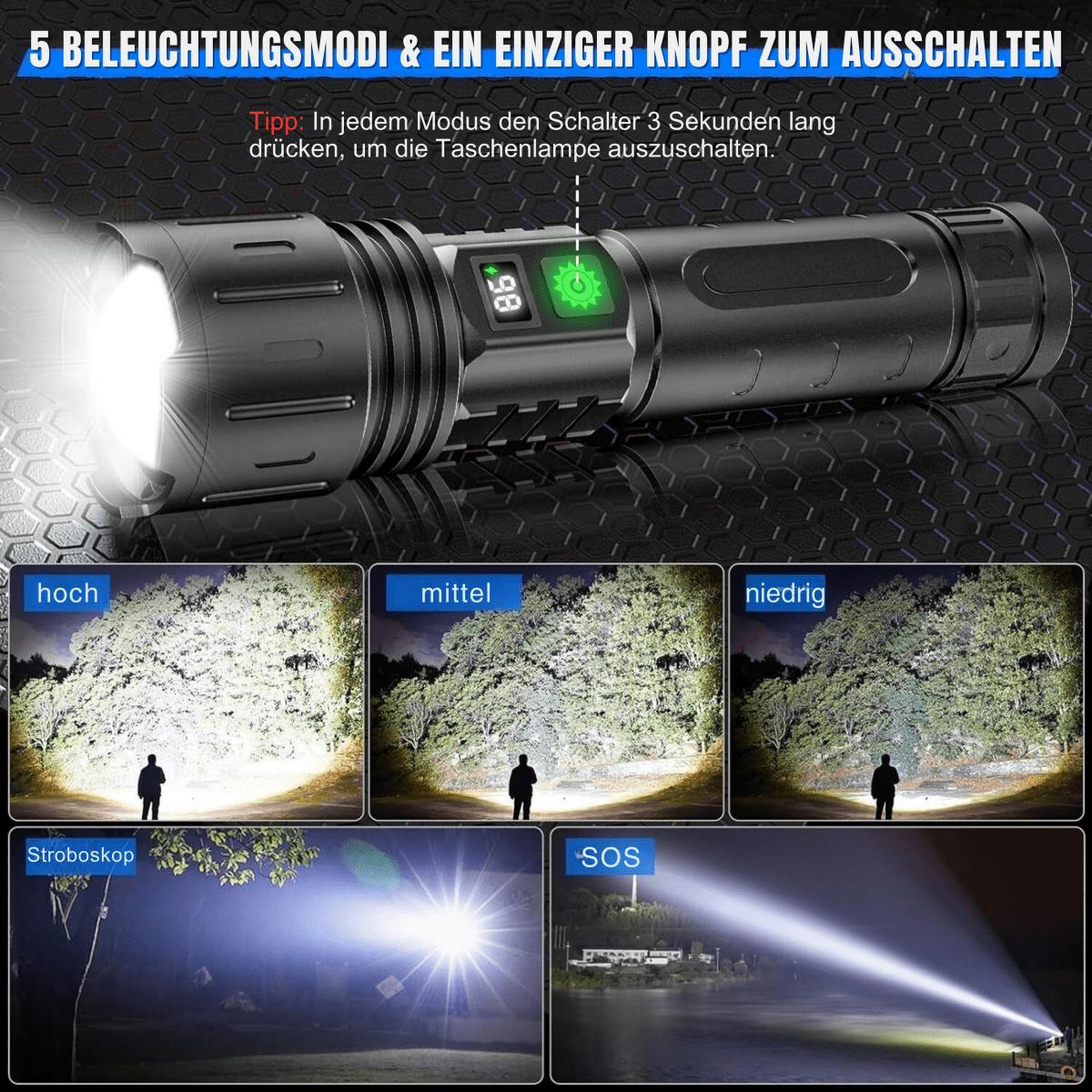 NovaStrike-lommelygte med 100,000 lumen — kompakt, robust, ultrakraftig belysning