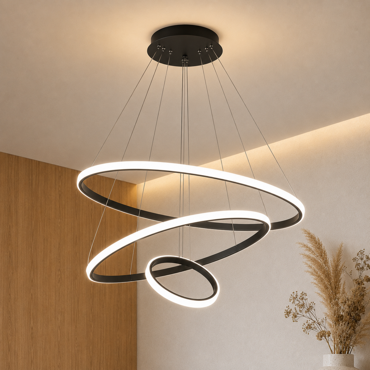 LED-Ring-Pendelleuchte, Kronleuchter und Deckenleuchte — Gold