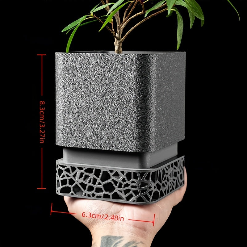 Modern Geometric Planter with Drainage Tray for Clean Plant Display - Euroselle
