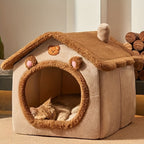 Maison pour chat fermée et chaude avec lit en peluche pour le confort hivernal - Euroselle
