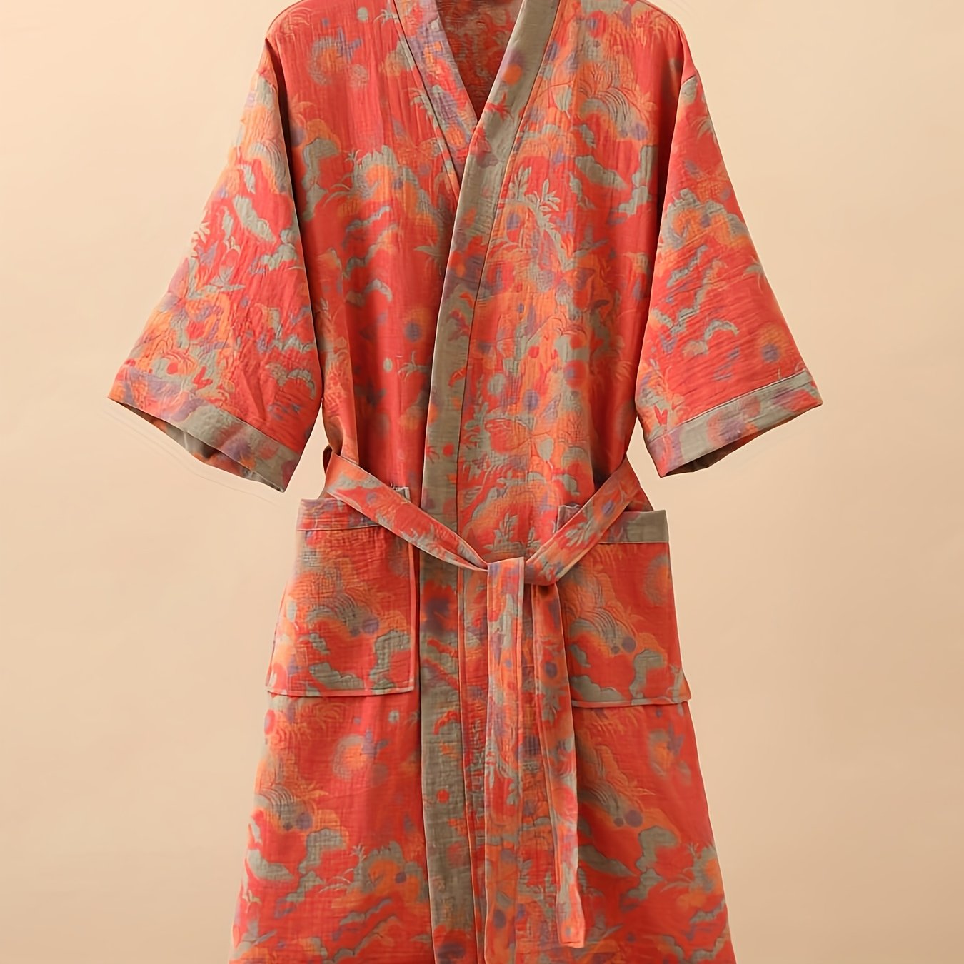 Premium 100% Cotton Double-Layer Gauze Pajama Set Unisex Mid-Length for All Seasons - Euroselle