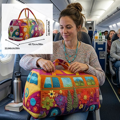 Quiltad blommig kabinväska för kvinnor – förstärkt ram