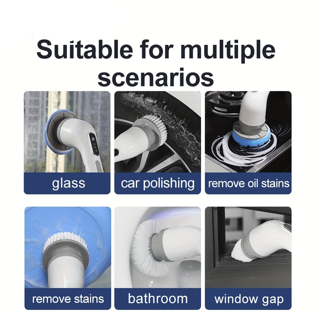 9-in-1 Multifunctional Electric Cleaning Brush Set for Home & Car - Euroselle