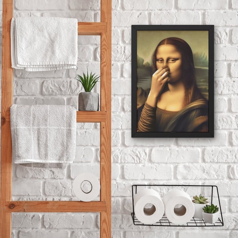 Lustige Badezimmerkunst im Renaissance-Stil — feuchtigkeitsbeständige Leinwand auf Keilrahmen