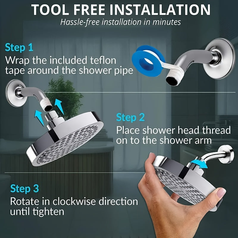 Premium Rain Shower Head 1pc, Anti-Clog Nozzles & Adjustable Angles for Ultimate Shower Comfort - Euroselle