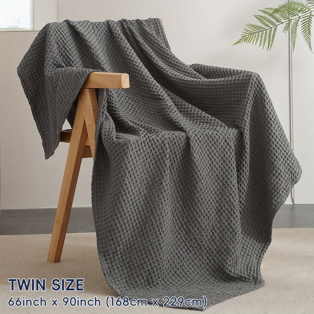 Lightweight Waffle Throw Blanket for Cozy All-Season Comfort - Euroselle