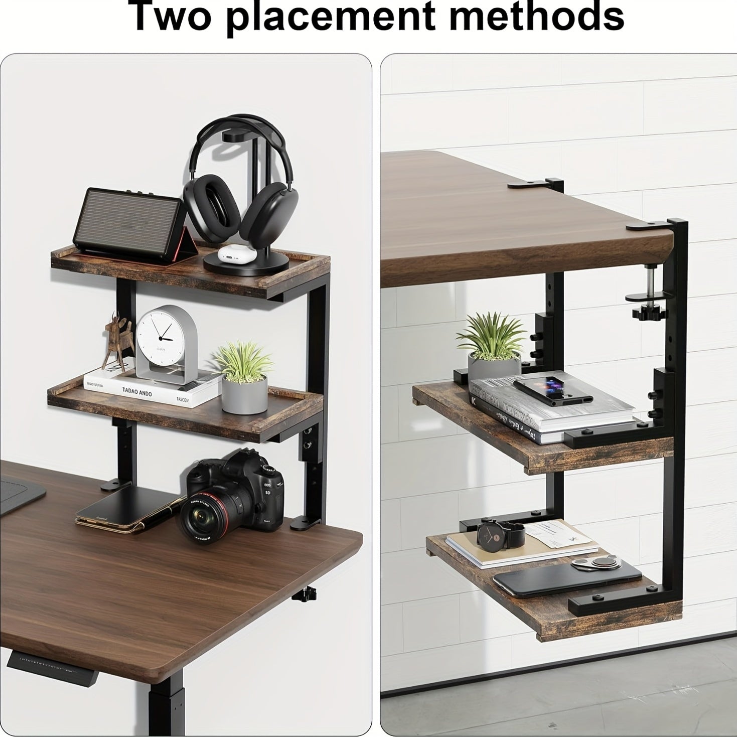 Portaoggetti da scrivania a doppio strato con clip per accessori da ufficio domestico - Euroselle