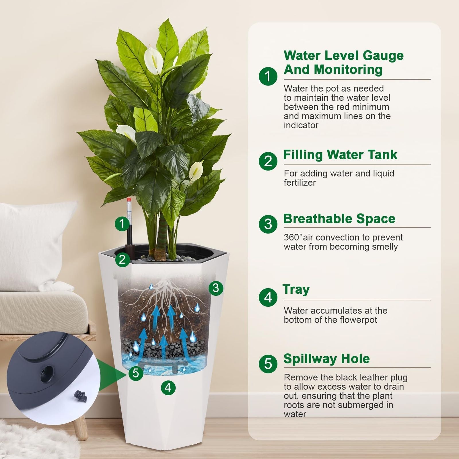 Self-Watering Planter Set with Wheels - Euroselle