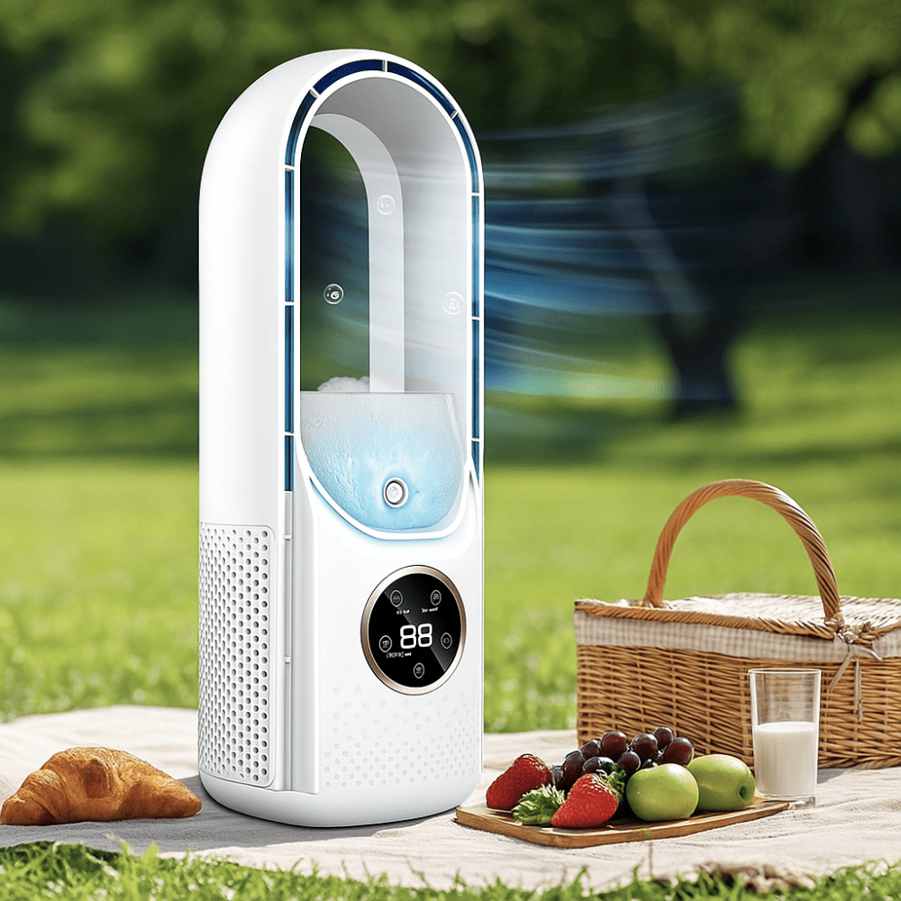 Rafraîchisseur d’air sans pales alimenté par USB — unité de refroidissement portable avec réservoir d’eau intégré de 100 ml