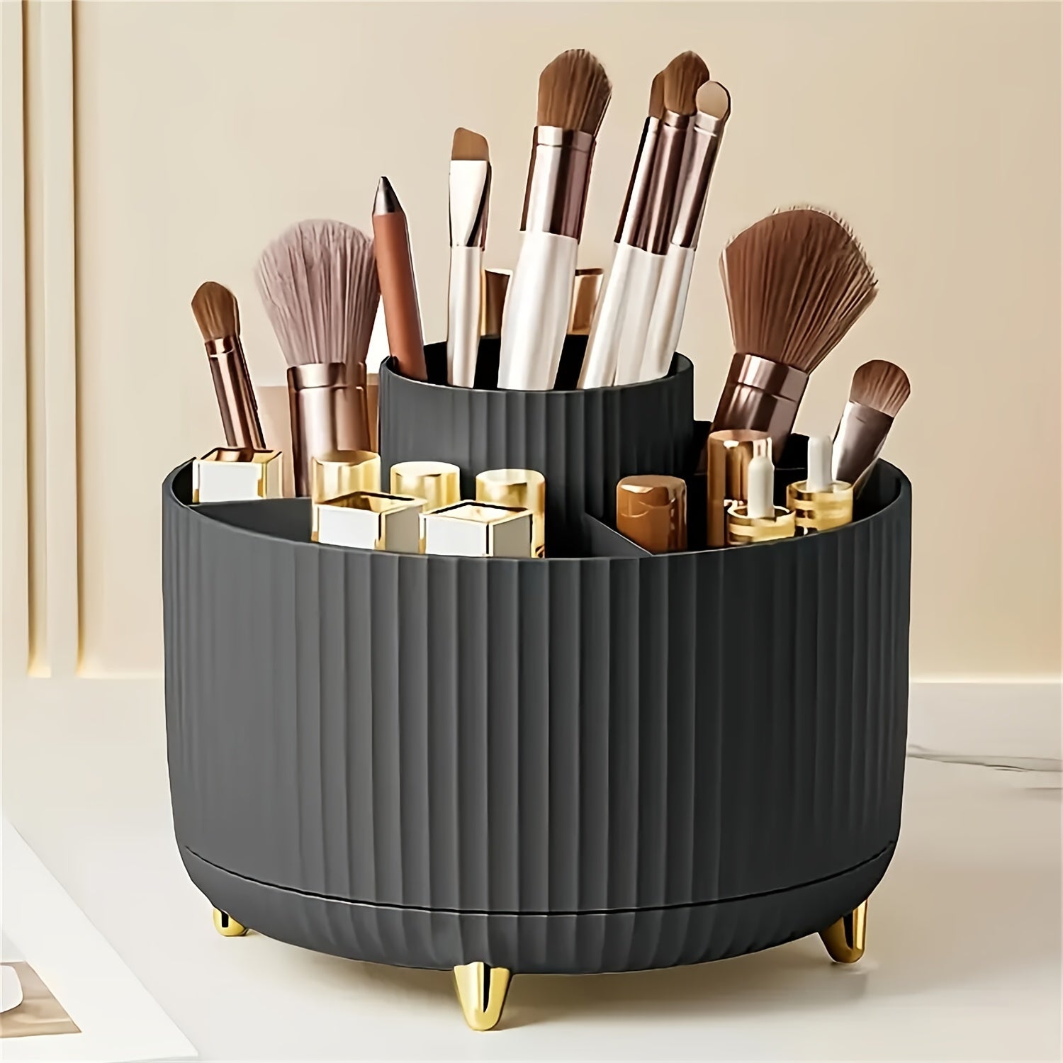 Plastic 360° Rotating Makeup Storage with 5 Sections - Euroselle