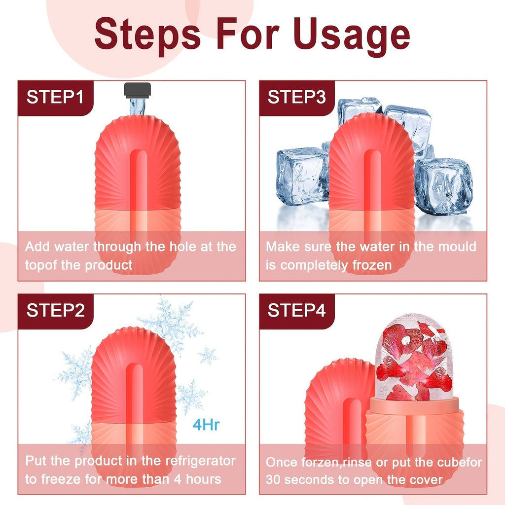 Reusable Face Roller with Ice Mold Cube for Refreshing Massage - Euroselle