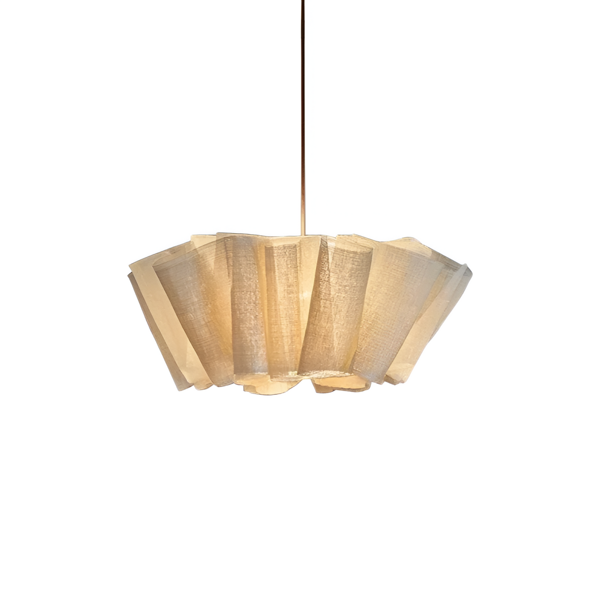 16 in Warm Cream Pleated Fabric Shade Hanging Ceiling Lamp