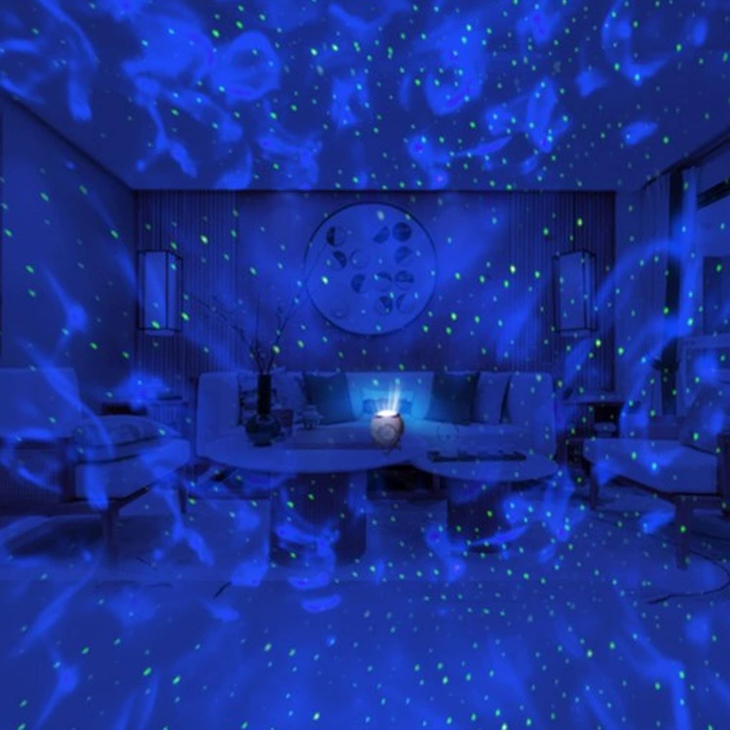 Projektorlampe Galaxie Stern LED Bluetooth-Lautsprecher, USB- und batteriebetrieben | Euroselle