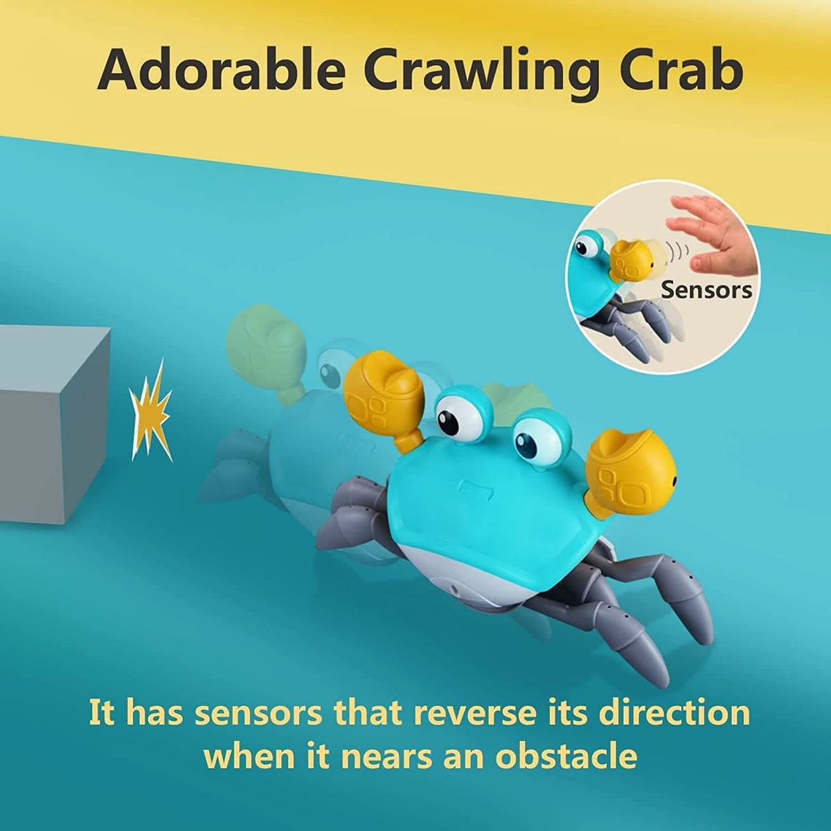 CrawlJoy Muzikale Krabbenknuffel — Bewegend kruipen, kleurrijke ledlampjes, melodieuze muziekweergave