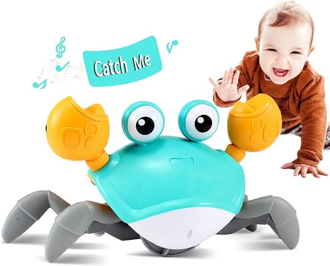 CrawlJoy Muzikale Krabbenknuffel — Bewegend kruipen, kleurrijke ledlampjes, melodieuze muziekweergave
