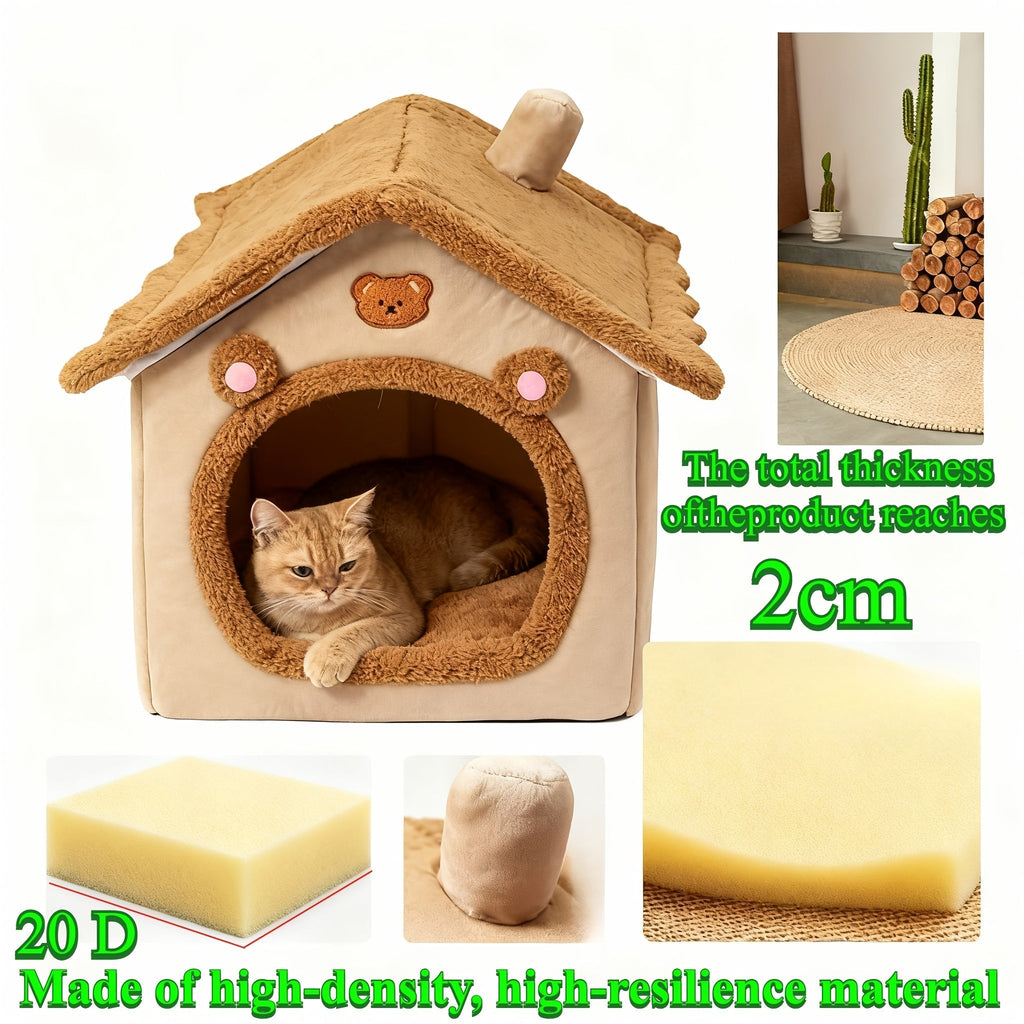 Maison pour chat fermée et chaude avec lit en peluche pour le confort hivernal - Euroselle