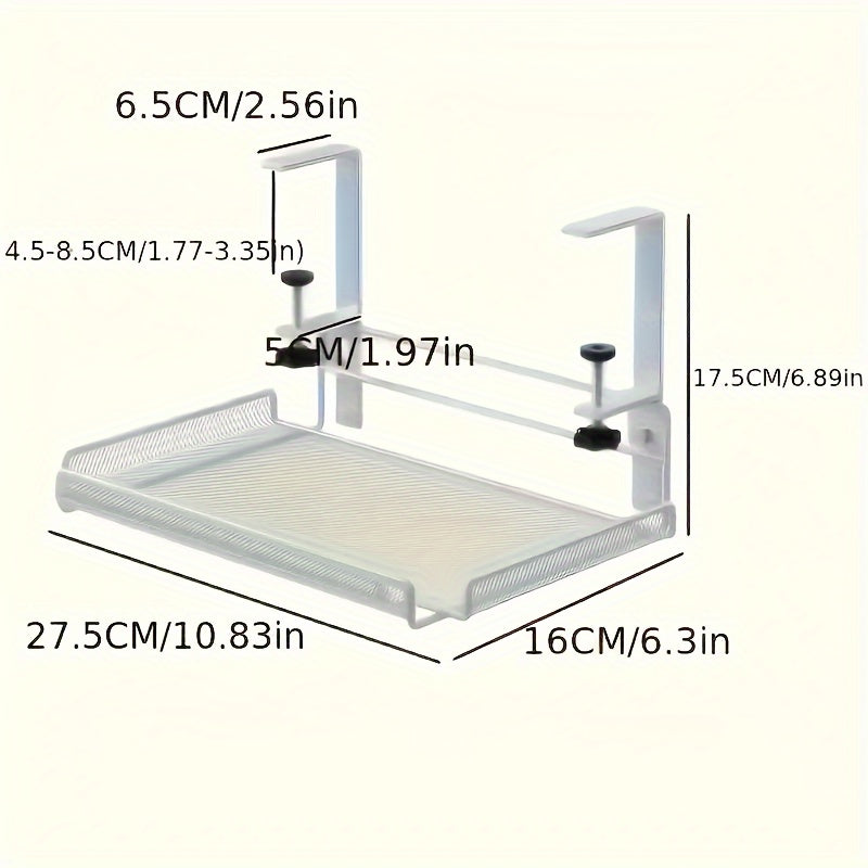 Adjustable Metal Desk Rack with No-Drill Hanging Organizer - Euroselle