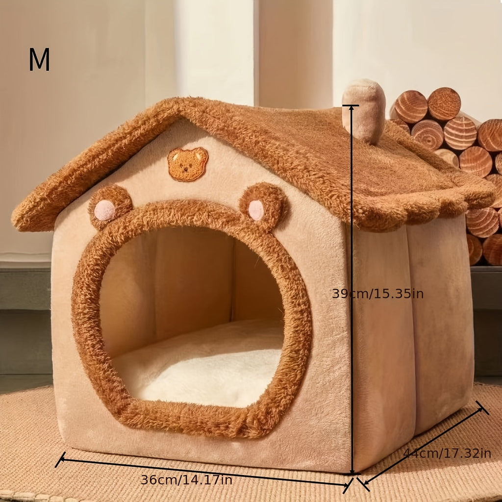 Maison pour chat fermée et chaude avec lit en peluche pour le confort hivernal - Euroselle