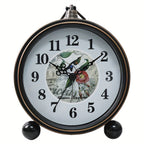 European Vintage Metal Bedside Alarm Clock Silent Analog Large Display - Euroselle